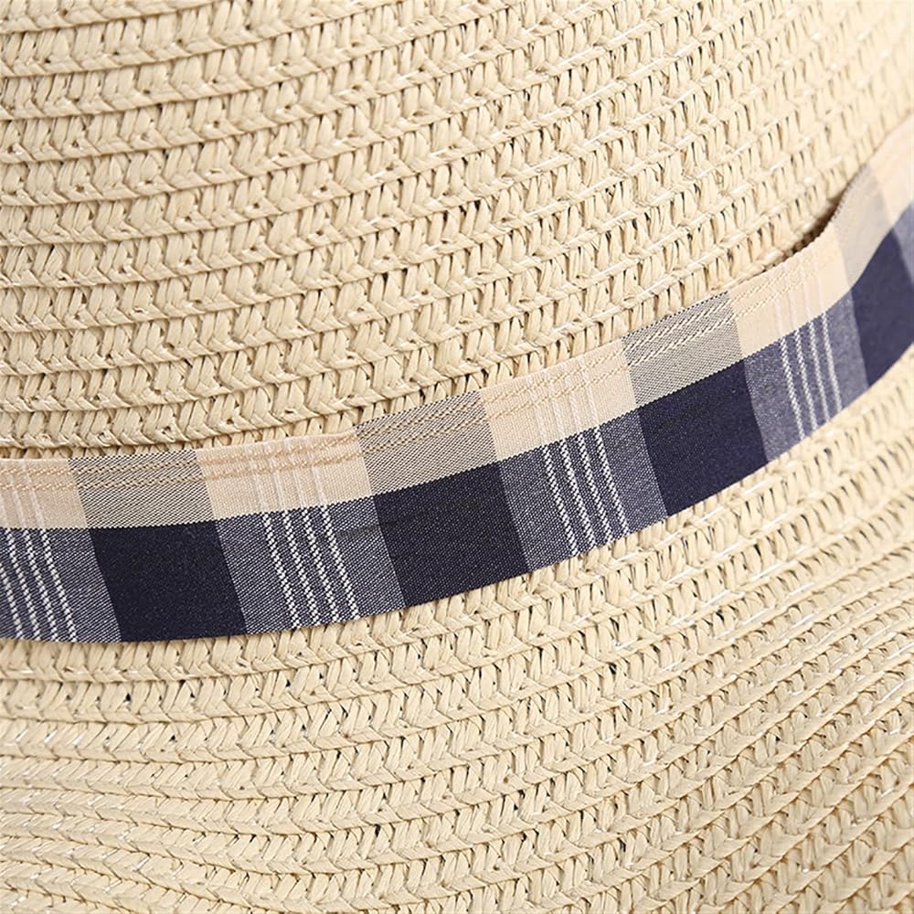 Women's Beach Sun Straw Hat - Wide Brim Foldable Floppy Hat with Bow - Summer Contrast Color Pastoral Cap