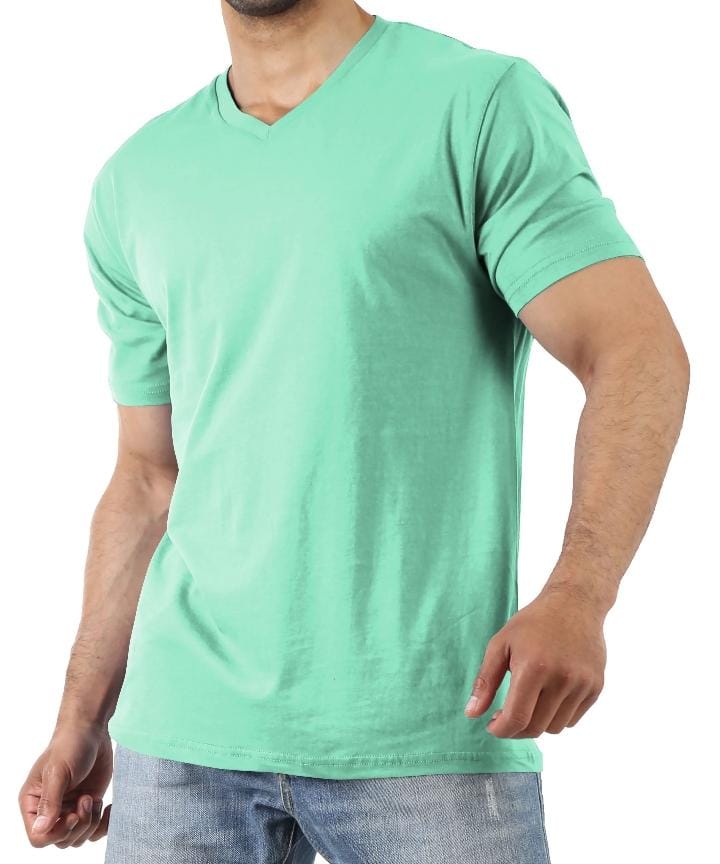 "Hat and Beyond Men's Basic Short Sleeve Solid Cotton V Neck Tee Shirts - Premium Ultra Soft Sueded Jersey Plain & Heather V-Neck T-Shirts"