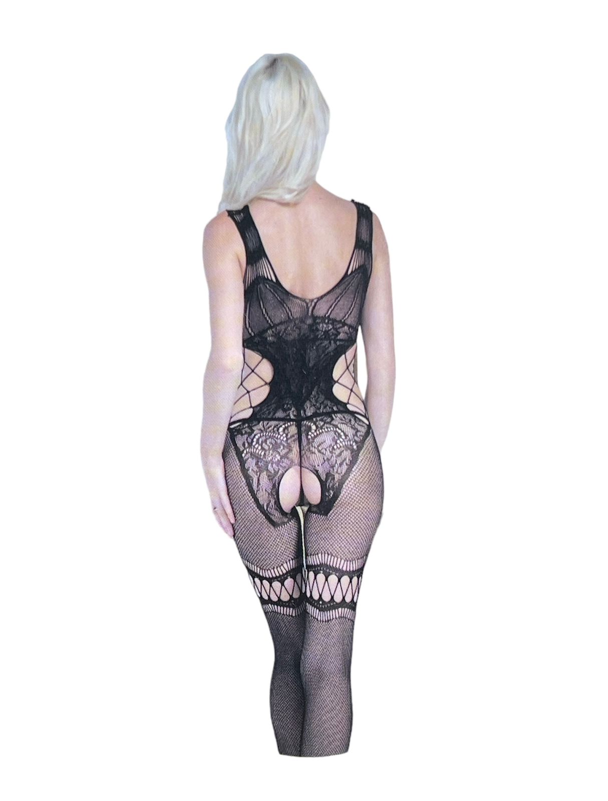 Hot Black Body Stocking for Women - Flexible Fishnet Lace Nighty and Party Wear, One Size Fits All