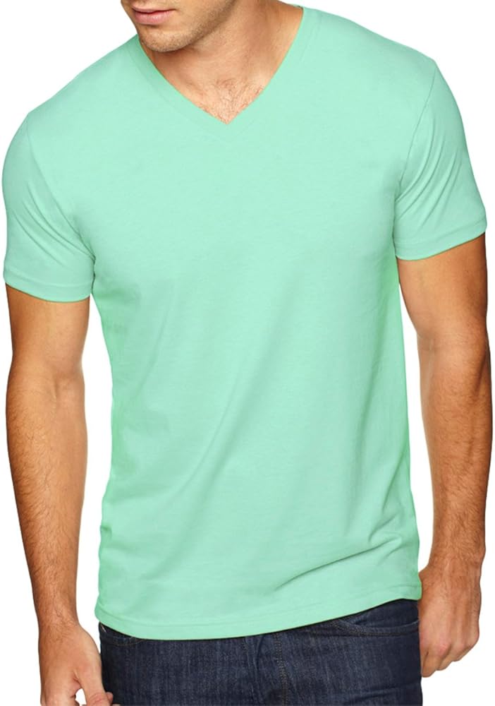 "Hat and Beyond Men's Basic Short Sleeve Solid Cotton V Neck Tee Shirts - Premium Ultra Soft Sueded Jersey Plain & Heather V-Neck T-Shirts"