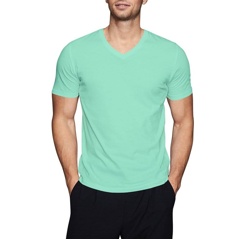 "Hat and Beyond Men's Basic Short Sleeve Solid Cotton V Neck Tee Shirts - Premium Ultra Soft Sueded Jersey Plain & Heather V-Neck T-Shirts"