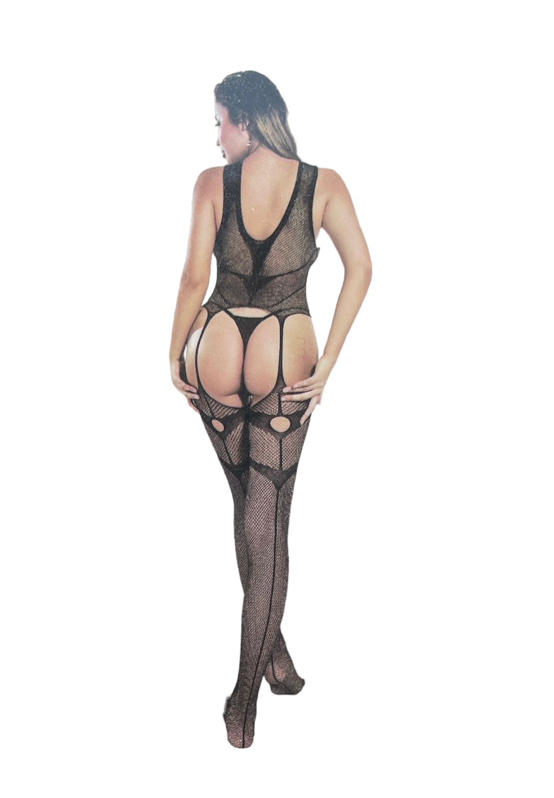 Hot Black Body Stocking for Women - Flexible Fishnet Lace Nighty and Party Wear, One Size Fits All